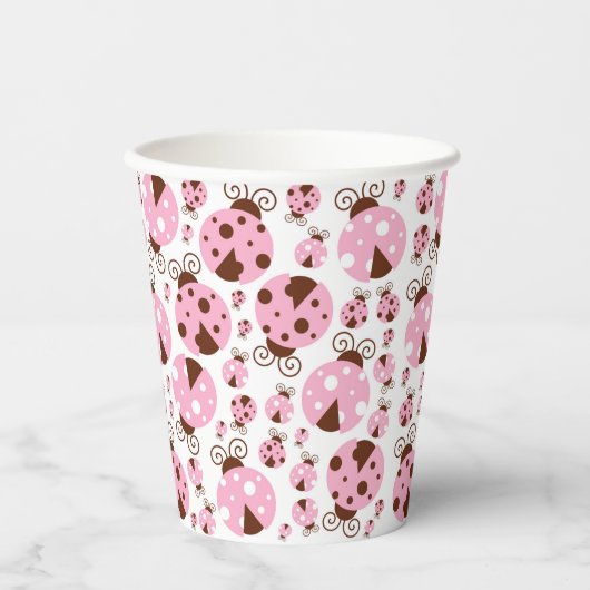 Patroon van luibugs, luidobbels, roze luidobbels papieren bekers (Voorkant)