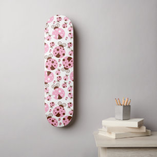 Patroon van luibugs, luidobbels, roze luidobbels skateboard