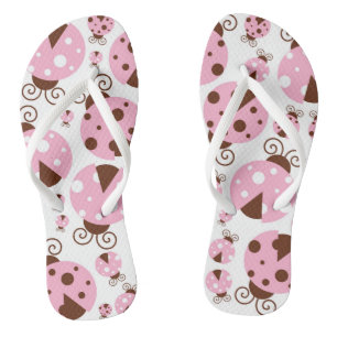 Patroon van luibugs, luidobbels, roze luidobbels teenslippers