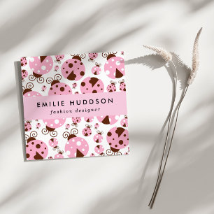 Patroon van luibugs, luidobbels, roze luidobbels vierkante visitekaartje