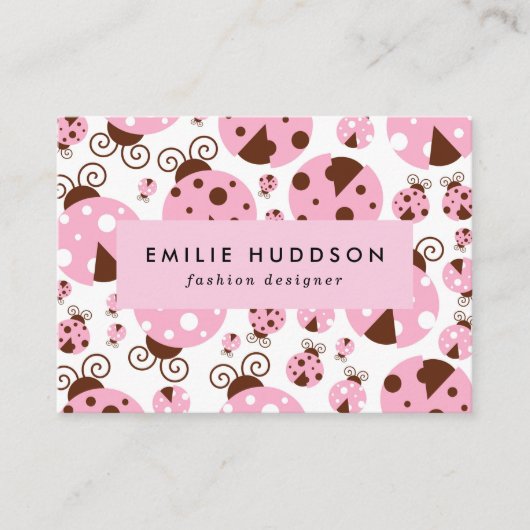 Patroon van luibugs, luidobbels, roze luidobbels visitekaartje (Voorkant)