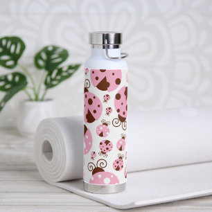 Patroon van luibugs, luidobbels, roze luidobbels waterfles