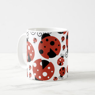 Patroon van luibugs, luidoezels, rode luibugs koffiemok