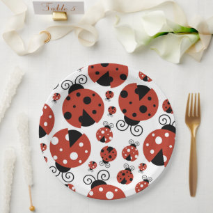 Patroon van luibugs, luidoezels, rode luibugs papieren bordje