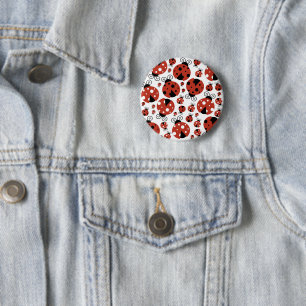 Patroon van luibugs, luidoezels, rode luibugs ronde button 5,7 cm