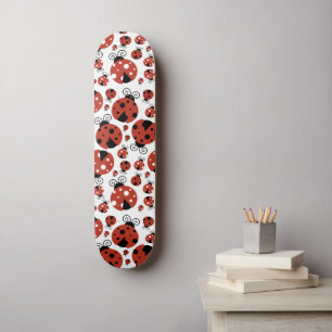 Patroon van luibugs, luidoezels, rode luibugs skateboard