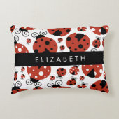 Patroon van luibugs, rode luibugs, Jouw naam Accent Kussen (Voorkant)