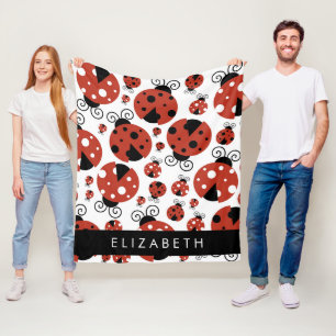 Patroon van luibugs, rode luibugs, Jouw naam Fleece Deken