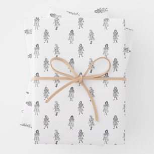  patroon van meisjes uit Delinieator 1899 Inpakpapier Vel