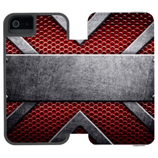 Patroon van metaal bord incipio iPhone portemonnee hoesje (Agenda Open)