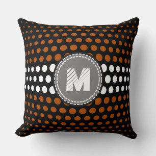 Patroon van Monogram Brown & White Polka Dots Kussen