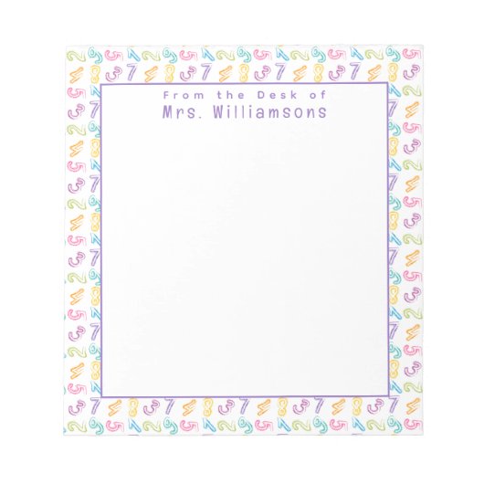 Patroon van Mooie Getallen - Van de Lessenaar van  Notitieblok (Voorkant)