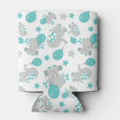 Patroon van olifanten, luifantenblauw - grijs blikjeskoeler (Achterkant)