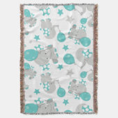 Patroon van olifanten, luifantenblauw - grijs deken (Voorkant Verticaal)