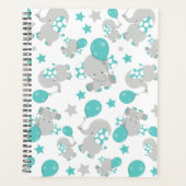 Patroon van olifanten, luifantenblauw - grijs planner (Voorkant)