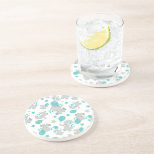 Patroon van olifanten, luifantenblauw - grijs zandsteen onderzetter