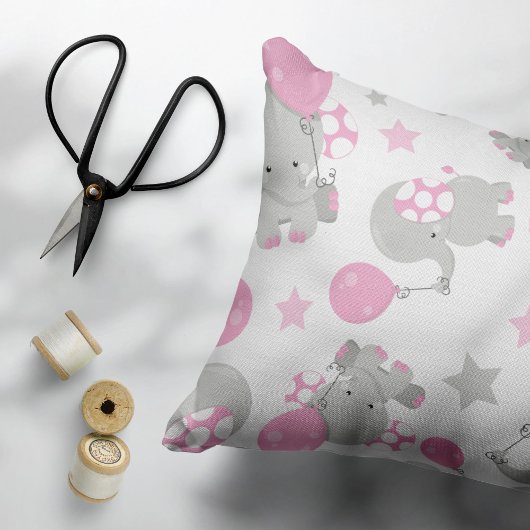 Patroon van olifanten, luifantennepalen - Roze gri Accent Kussen