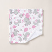 Patroon van olifanten, luifantennepalen - Roze gri Bad Handdoek (Wasdoekje)