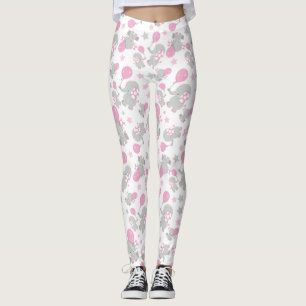 Patroon van olifanten, luifantennepalen - Roze gri Leggings