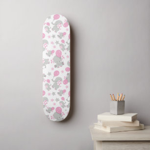 Patroon van olifanten, luifantennepalen - Roze gri Skateboard