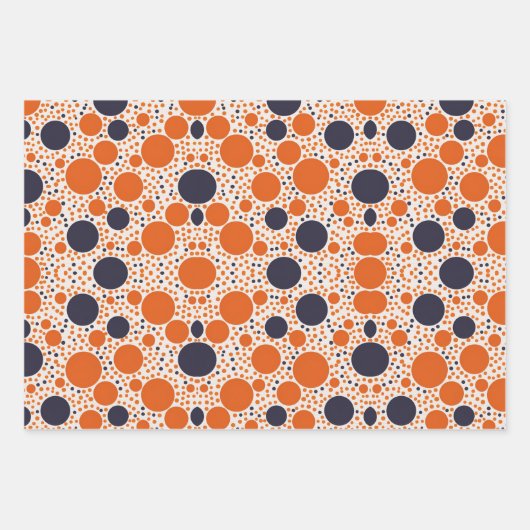 Patroon van oranje en blauwe cirkels inpakpapier vel (Voorkant)