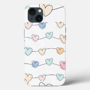 Patroon van pastelhartsstrings Schattigee minima iPhone 13 Hoesje
