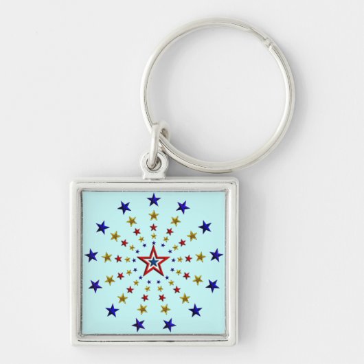 Patroon van patriottische sterren sleutelhanger (Voorkant)