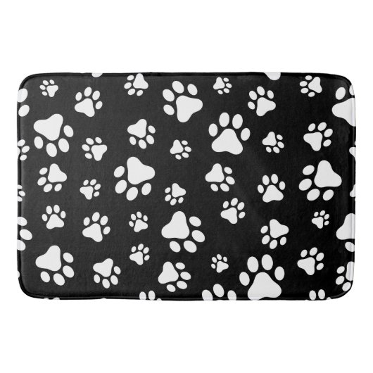 Patroon van Paws, Paw Prints, zwart en wit Badmat (Voorkant)