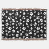 Patroon van Paws, Paw Prints, zwart en wit Deken (Voorkant)
