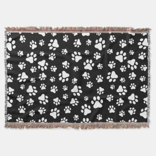 Patroon van Paws, Paw Prints, zwart en wit Deken