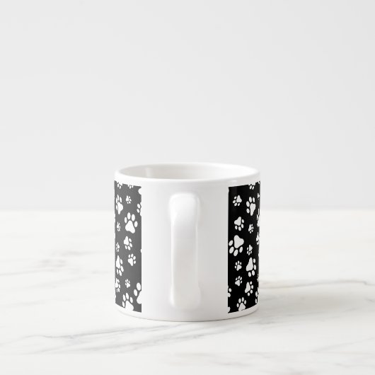 Patroon van Paws, Paw Prints, zwart en wit Espresso Kop (Achterkant)