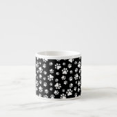 Patroon van Paws, Paw Prints, zwart en wit Espresso Kop (Voorkant)
