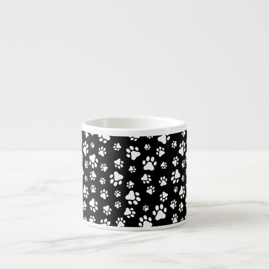 Patroon van Paws, Paw Prints, zwart en wit Espresso Kop (Voorkant)