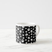Patroon van Paws, Paw Prints, zwart en wit Espresso Kop (Voorkant rechts)