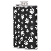 Patroon van Paws, Paw Prints, zwart en wit Heupfles (Links)