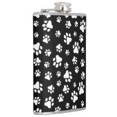 Patroon van Paws, Paw Prints, zwart en wit Heupfles (Rechts)