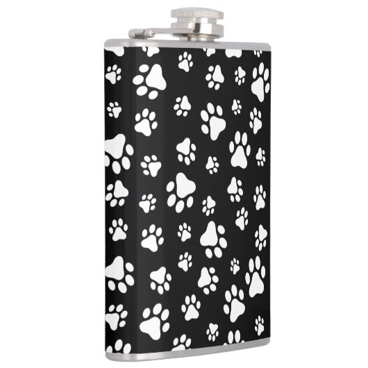 Patroon van Paws, Paw Prints, zwart en wit Heupfles (Rechts)