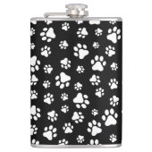 Patroon van Paws, Paw Prints, zwart en wit Heupfles (Voorkant)