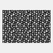 Patroon van Paws, Paw Prints, zwart en wit Inpakpapier Vel (Voorkant 3)