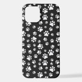 Patroon van Paws, Paw Prints, zwart en wit iPhone Hoesje (Achterkant)