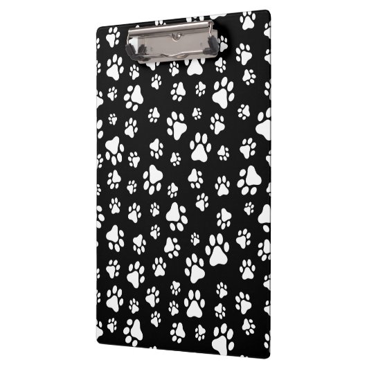 Patroon van Paws, Paw Prints, zwart en wit Klembord (Links)