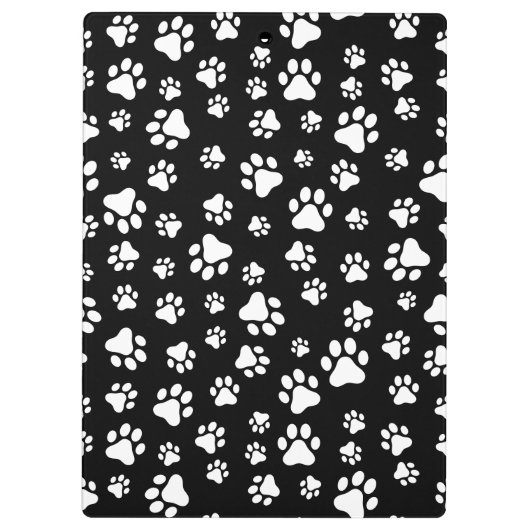 Patroon van Paws, Paw Prints, zwart en wit Klembord (Achterkant)
