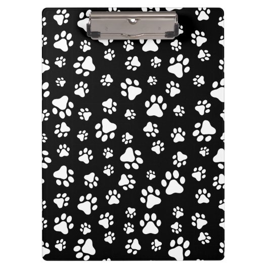 Patroon van Paws, Paw Prints, zwart en wit Klembord (Voorkant)