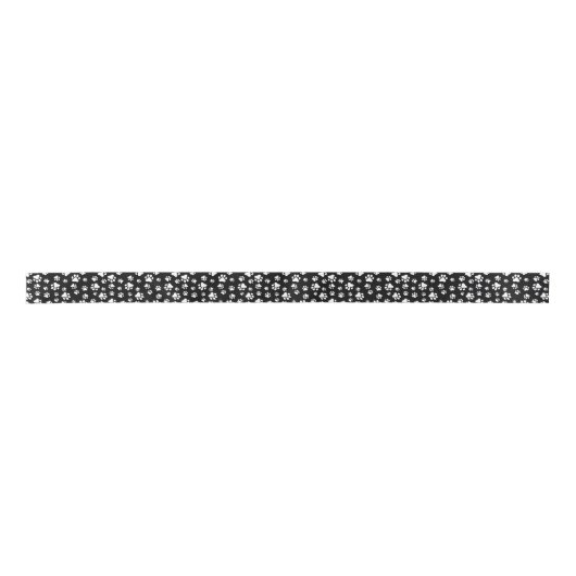 Patroon van Paws, Paw Prints, zwart en wit Lint (Voorkant)