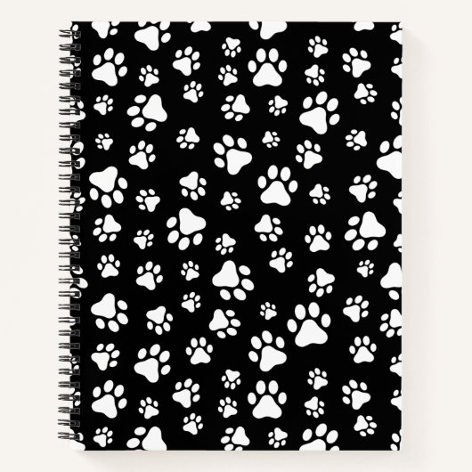 Patroon van Paws, Paw Prints, zwart en wit Notitieboek (Voorkant)