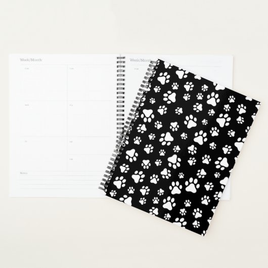 Patroon van Paws, Paw Prints, zwart en wit Planner (Display)