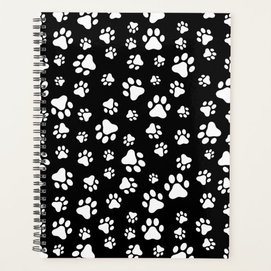 Patroon van Paws, Paw Prints, zwart en wit Planner (Voorkant)