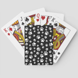 Patroon van Paws, Paw Prints, zwart en wit Pokerkaarten