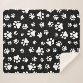 Patroon van Paws, Paw Prints, zwart en wit Sherpa Deken (Voorkant (horizontaal))