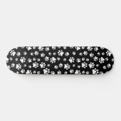 Patroon van Paws, Paw Prints, zwart en wit Skateboard (Horizontaal)